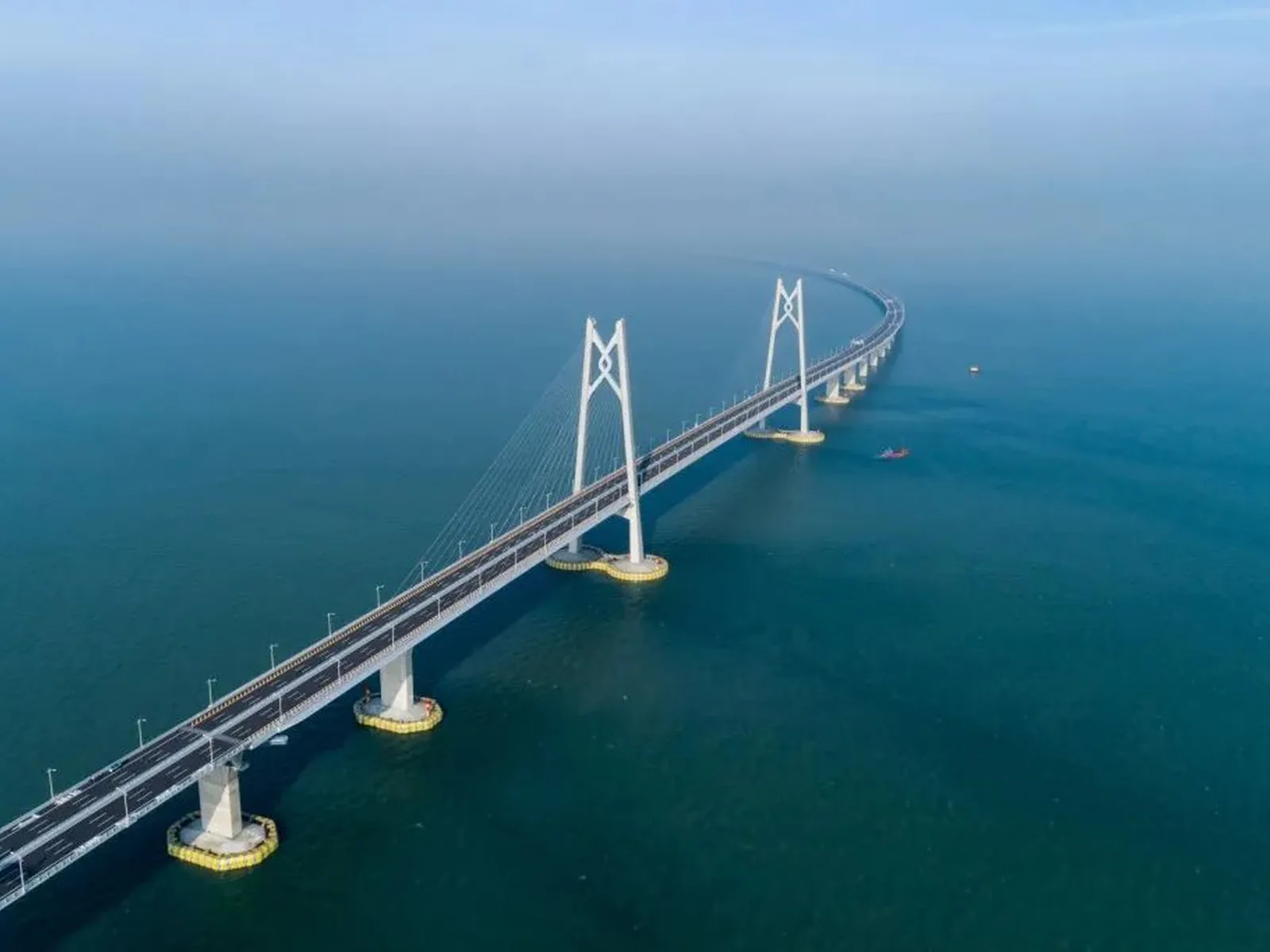 The Hong Kong–Zhuhai–Macao Bridge crossing the sea